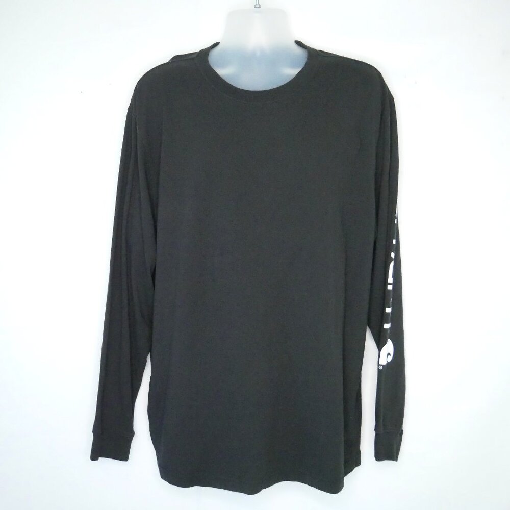 Mens Carhartt Black L/S Tee Spellout Sleeve Large Loose Fit